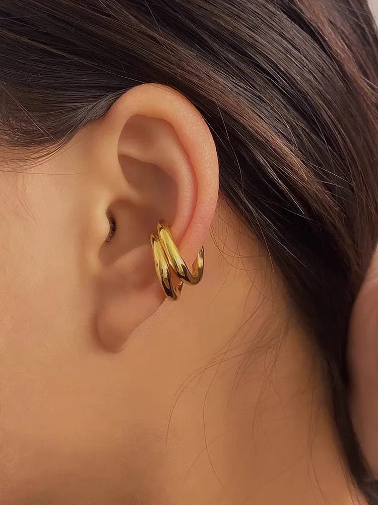 Женские и мужские серьги-Клипсы из нержавеющей стали с золотым покрытием