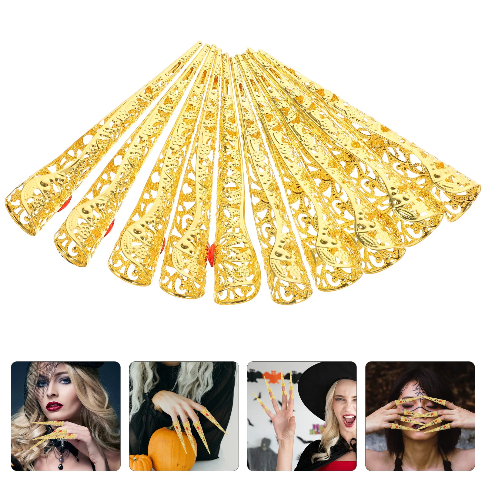 

Metal Nails Finger Claw Ring Rings Ancient Queen Claws Cosplay Hollow Costume Accessory
