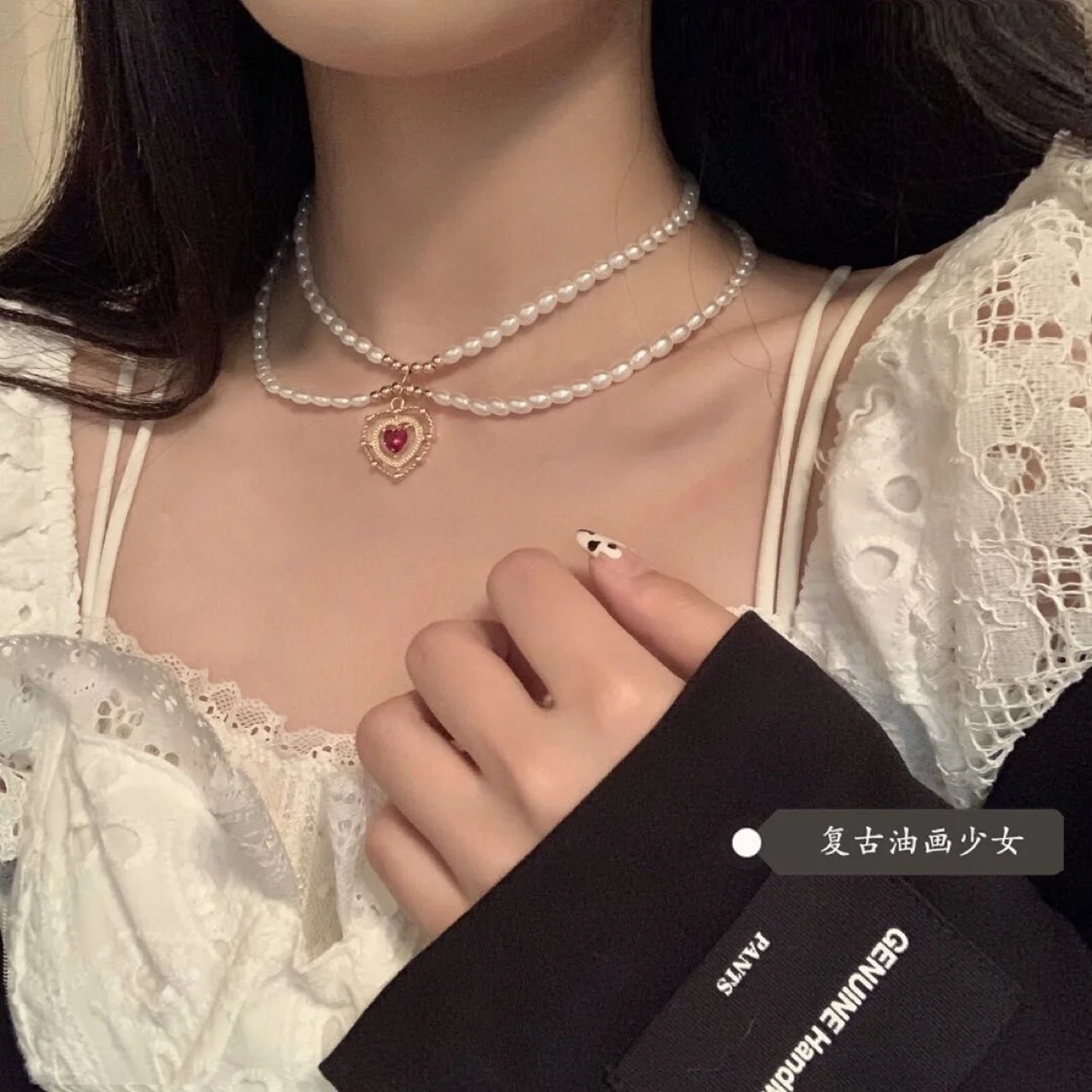 

Цепочка с кулоном в виде сердца для девушек, супернеувядающая масляная цепочка с французским романтичным жемчугом, новый кулон