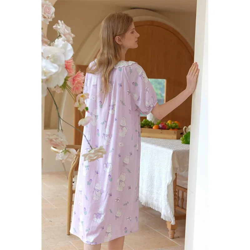 Летние женские пижамы из бамбукового хлопка милая двухслойная марлевая пижама с