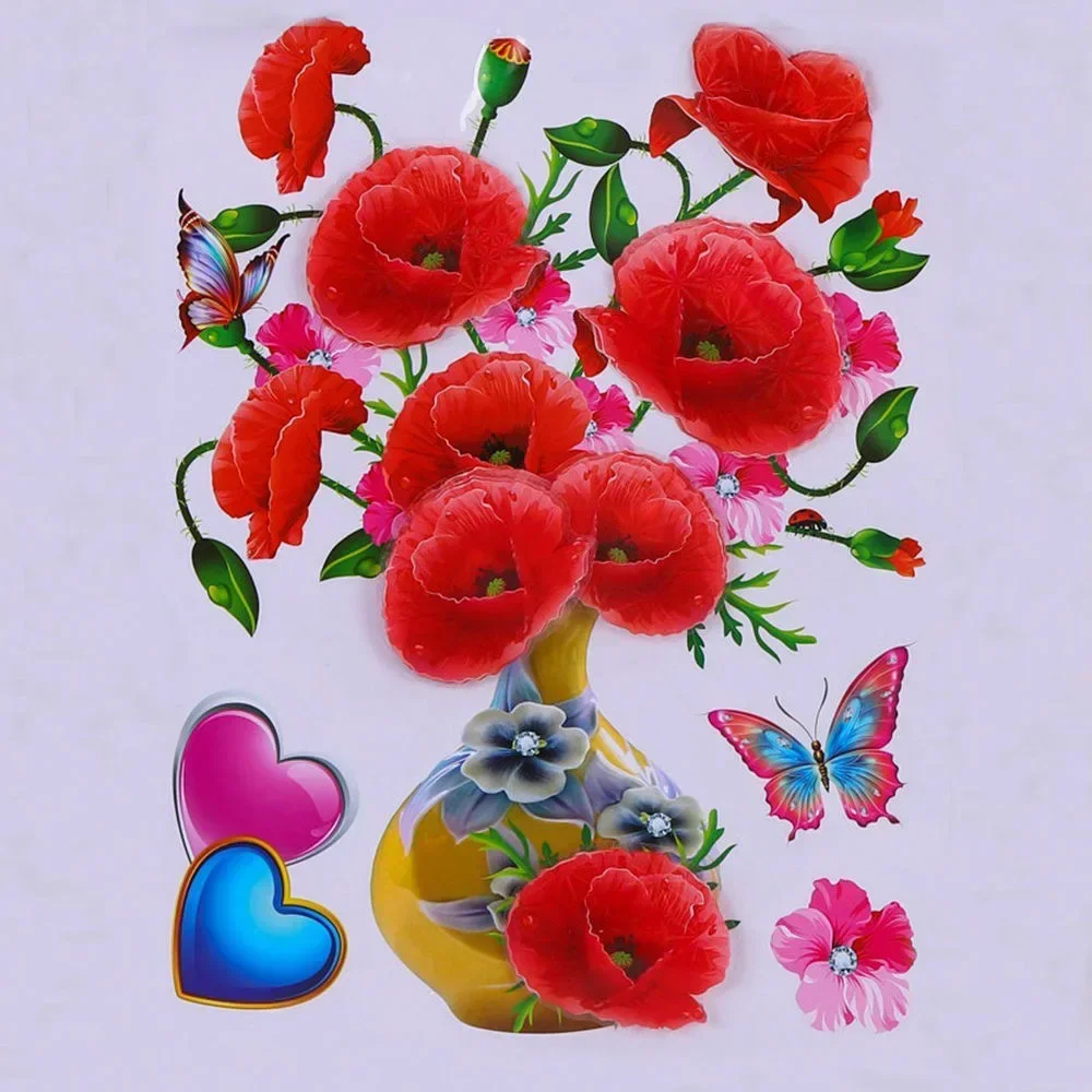 Наклейки на стену с маковым тюльпаном 3D имитация вазы украшение для спальни и