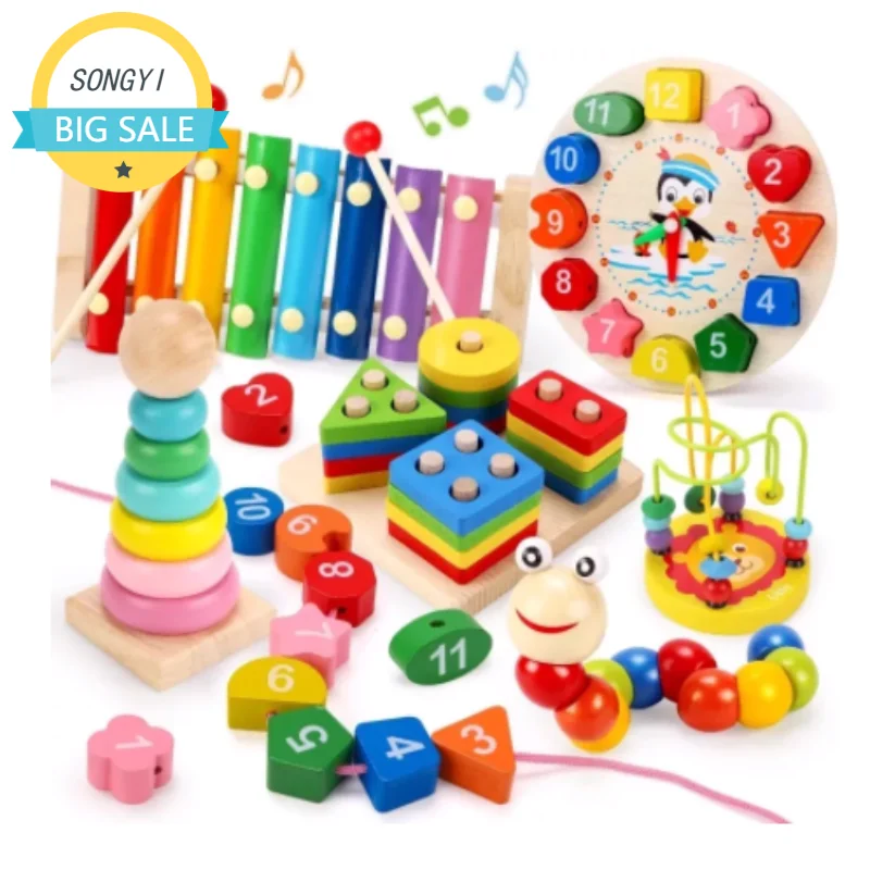 

Montessori Wooden Toys for Babies 1 2 3 Years Boy Girl Gift Baby Development Games Wood Puzzle for Kids Educational Learning Toy