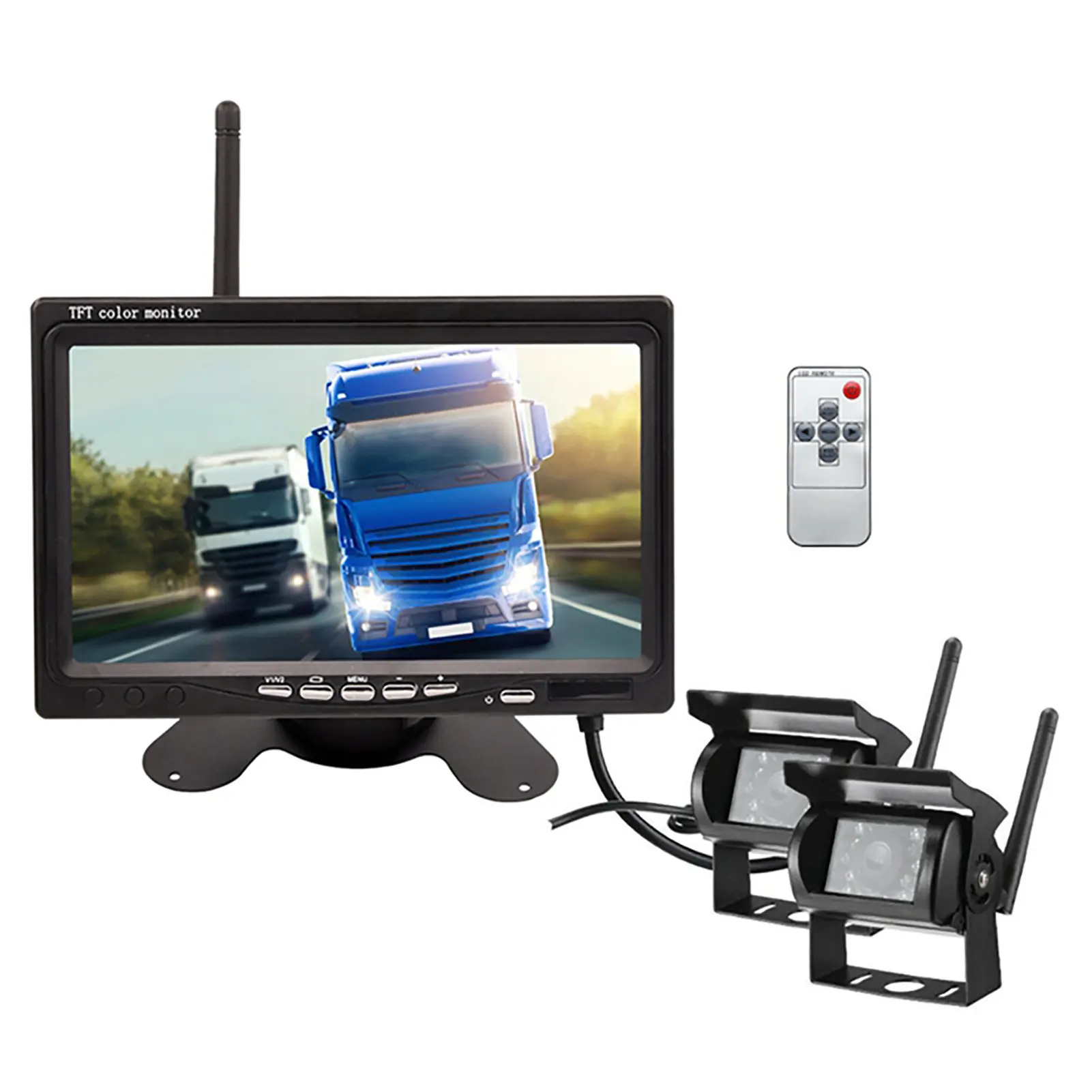 

Reversing Camera Wireless HD LCD Vehicle Rear View Monitor 7 Inch Recording Car Monitor 2 Video Inputs Full Color Display Camera