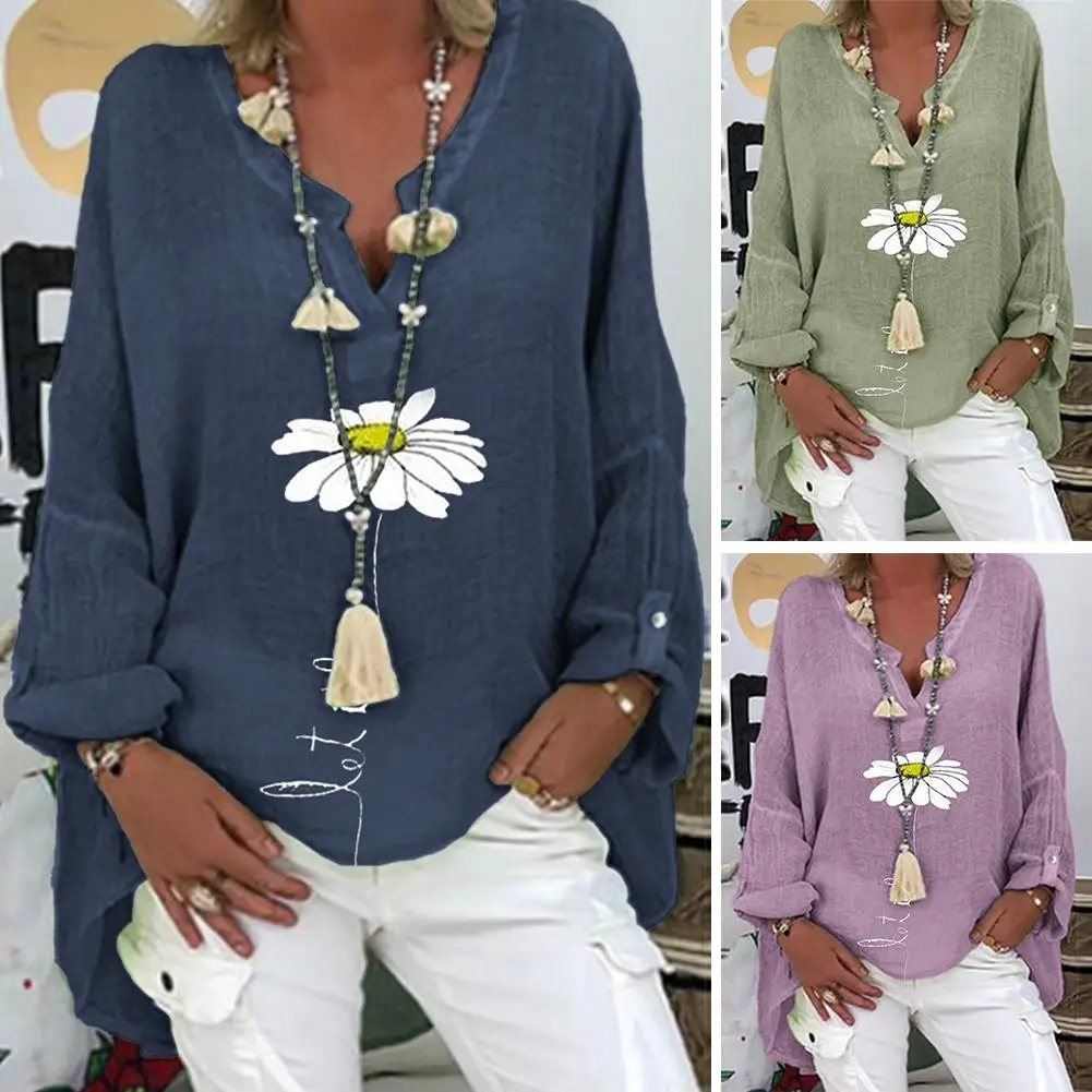 

Autumn and winter V-neck cotton and linen printed shirts are hot sellers in Europe and the United States