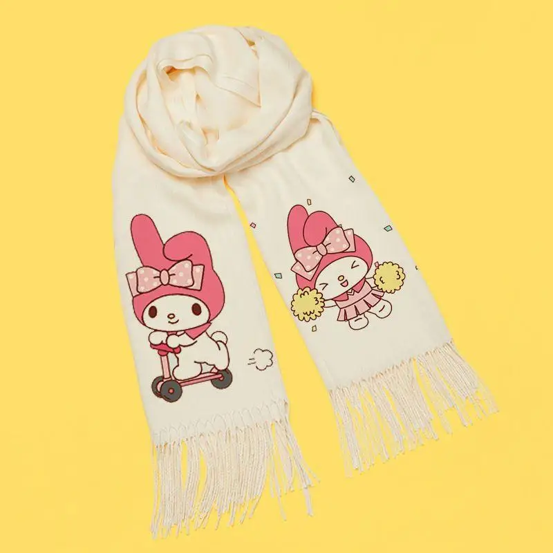 

Kawaii My Melody осень-зима теплый шарф аниме Sanrioed охватывающий Модный Универсальный имитация кашемира шаль в форме сердца для девочки
