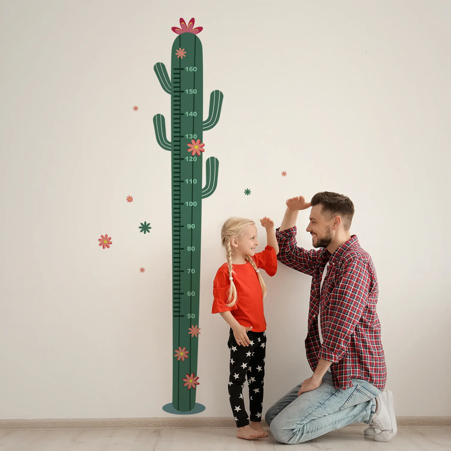 Cactus Height StickerHeight Measure Wall Stickers Home Decor DIY Simple Chart Ruler Decoration for Kids Rooms Decals Wall Art