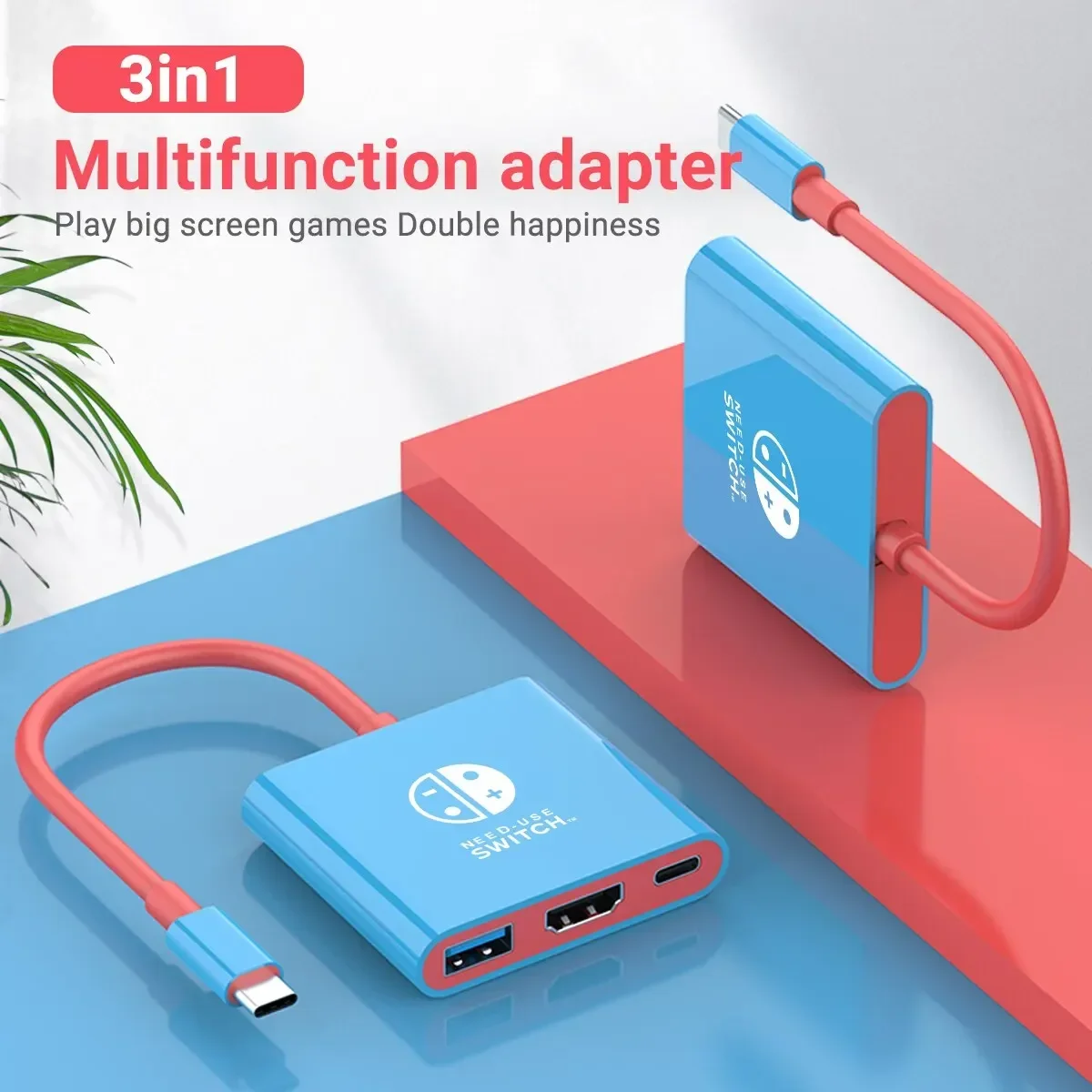 Фото Портативная док-станция Nintendo Switch 3 в 1, концентратор TYPE-C к 4K HDTV с HDMI и USB 3.0 для телефона Steam Deck, iPad, ноутбука №2