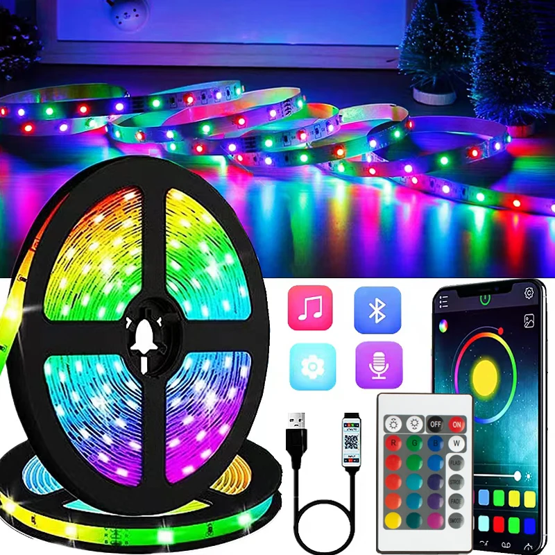 

LED Strip Light 1M-10M RGB 5050 USB Bluetooth Smart Flexible Diode Suitable for Room Kitchen Party Decor Luces LED Holiday Gift