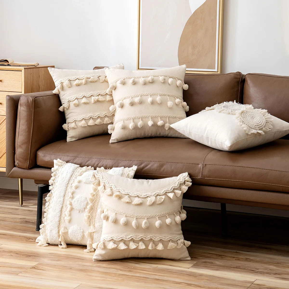 

Наволочка для подушки в стиле бохо, марокканские ворсовые наволочки с кисточками, 45x4 5, декоративная подушка для гостиной, искусственная подушка для дивана, фермерский Декор для дома