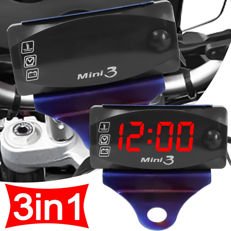 

Universal 3 In 1 Motorcycle Electronic Clock LED Digital Display VoltmeterWatch IP67 Waterproof Dustproof Electronic Thermometer