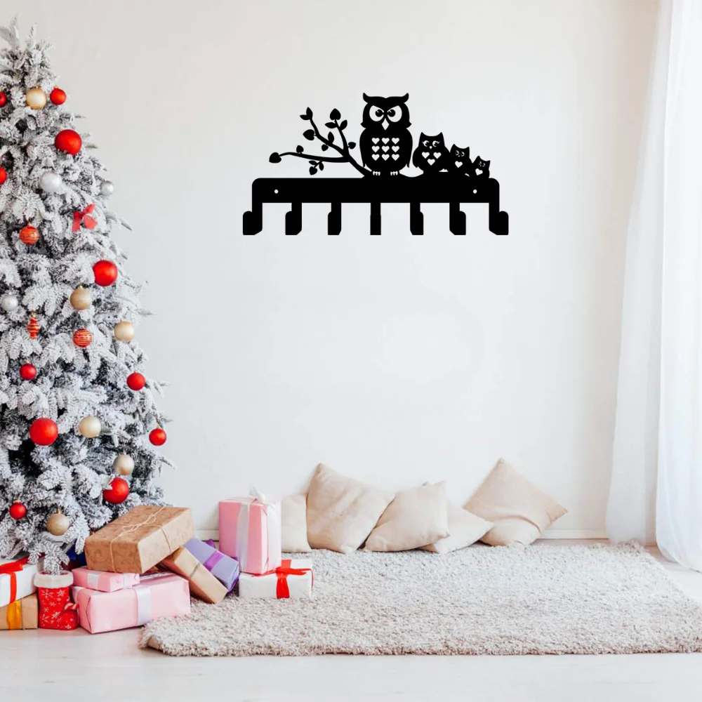 Iron Crafts Multifunktionaler Metall Eulen Schlüsselhalter Wandmontage mit Haken ljub практиischen Aufbewahrung von Schlüsseln