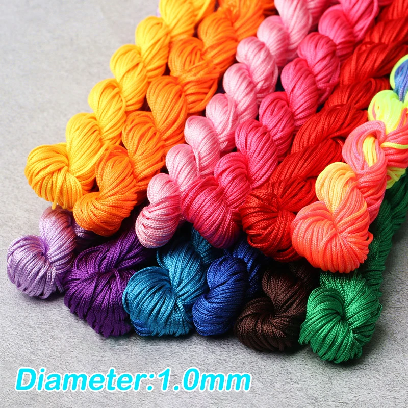 Нейлоновый шнур 24 метра 1,0 мм, нить для макраме, плетеный шнур для браслета, нить для рукоделия