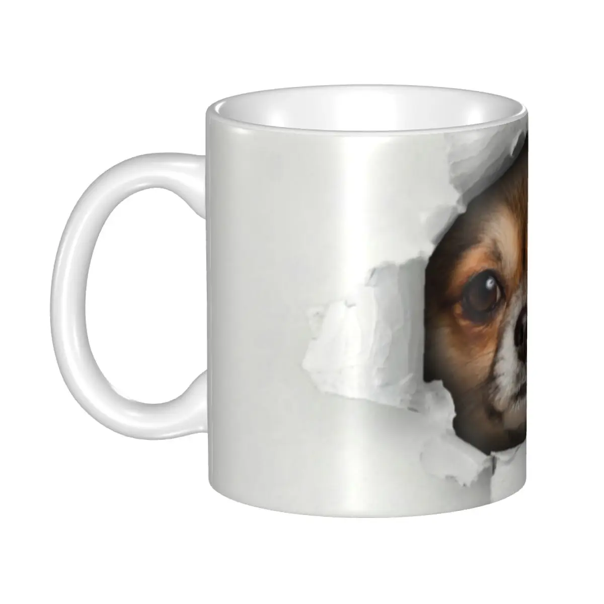 

Customized Cute Chihuahua Dog Face In A Hole Mugs DIY 3D Funny Puppy Ceramic Tea Milk Coffee Cups