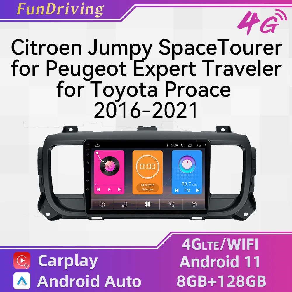 

Car Multimedia Player for Citroen Jumpy SpaceTourer for Peugeot Expert Traveler for Toyota Proace 2016-2021 Radio 2 Din Android