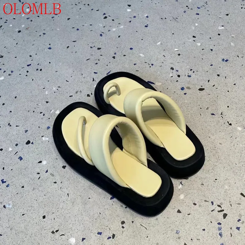 

Оригинальные сандалии и тапочки OLOMLB в римском стиле, новинка 2022, асимметричные шлепанцы на толстой подошве, женская уличная обувь