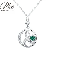 ptx holycome moissanite pendant necklace green color diamond necklace for women 925 sterling silver jewelry