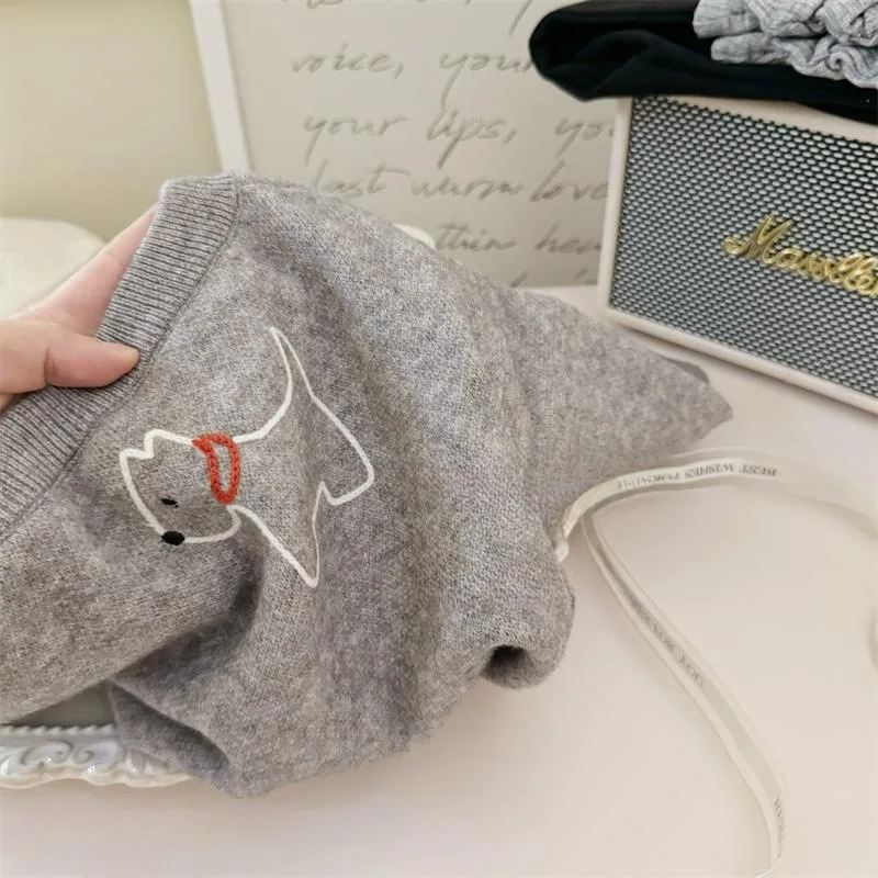 Осень 2024 Детский свитер для девочек хлопковое вязаное пальто маленьких с