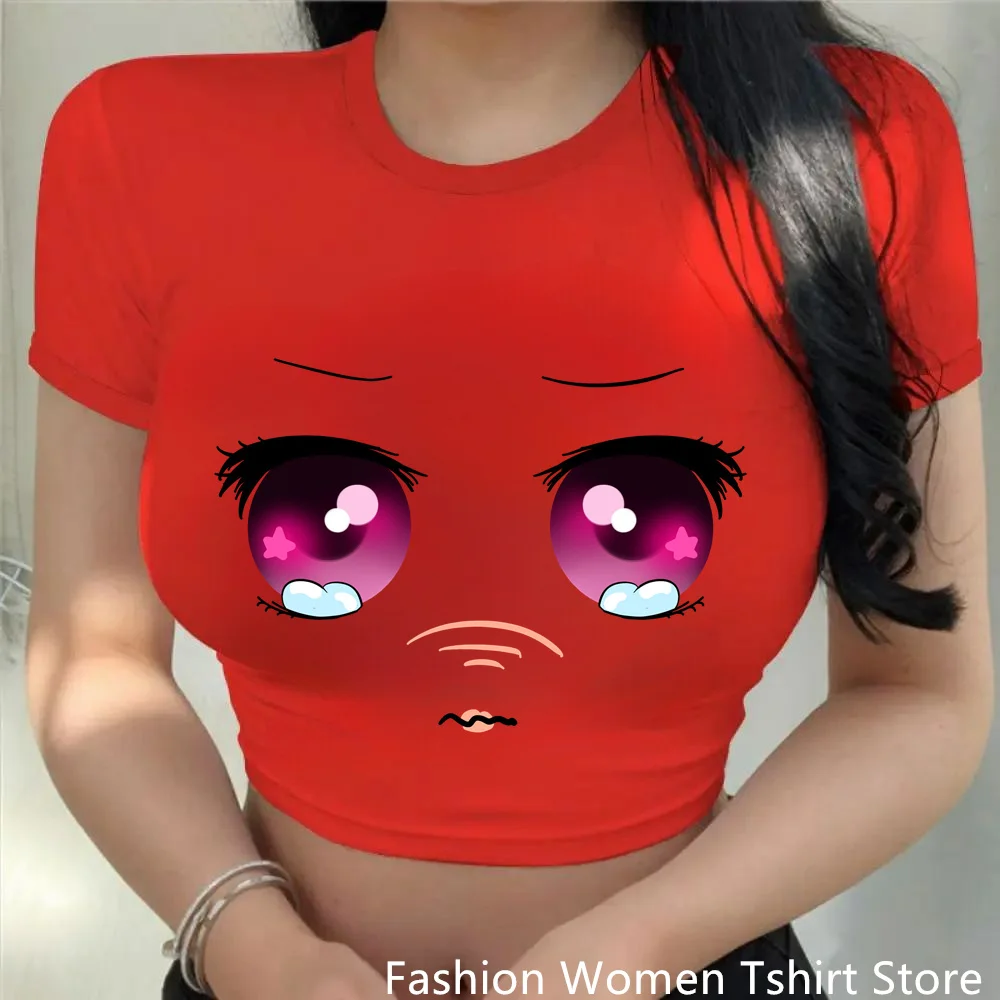 Женская короткая футболка с аниме-принтом глаза