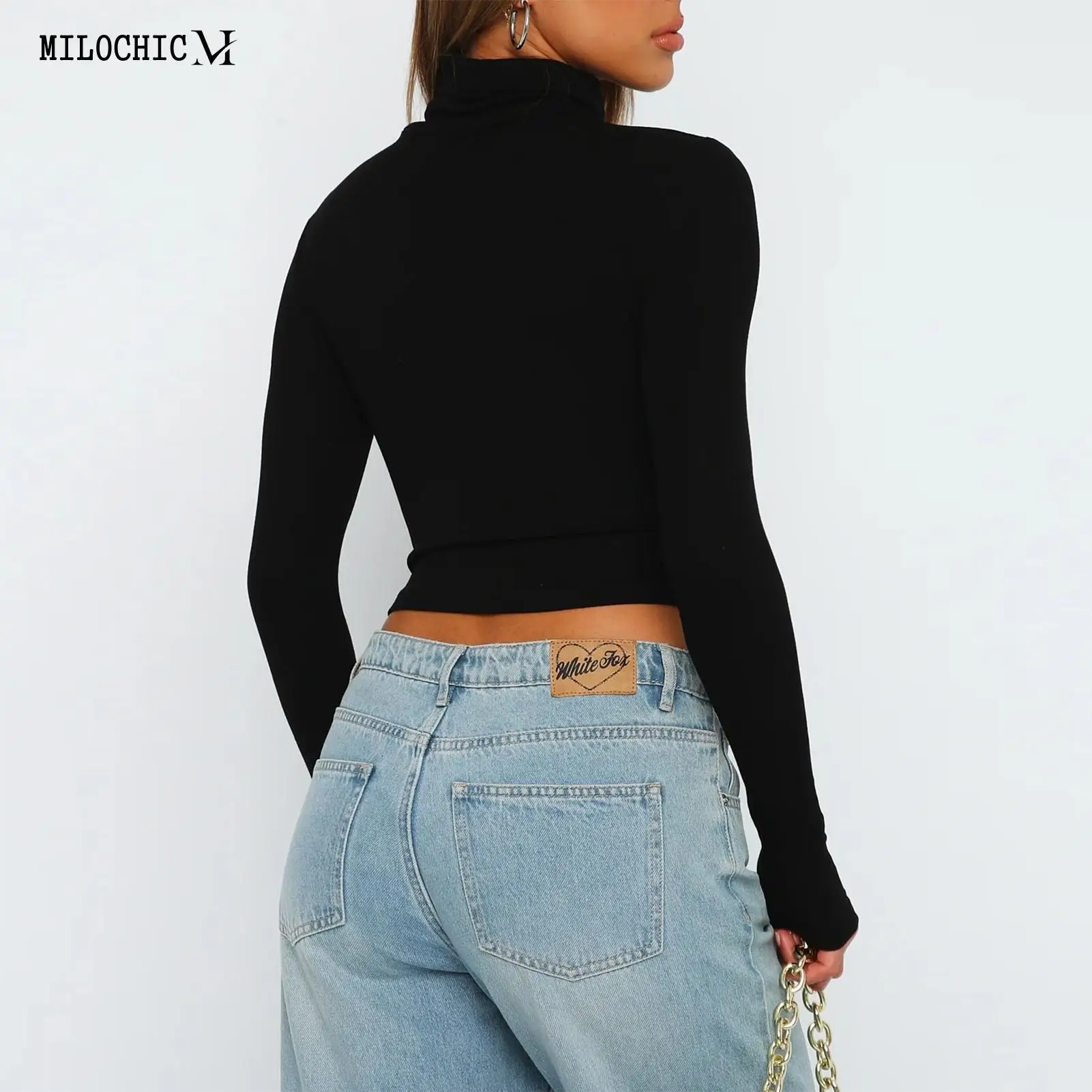

Women Bodycon Top Solid Color Ladies Summer Shirt Top Vintage Style Tunic Top High Collar Navel Exposed Streetwear Suit