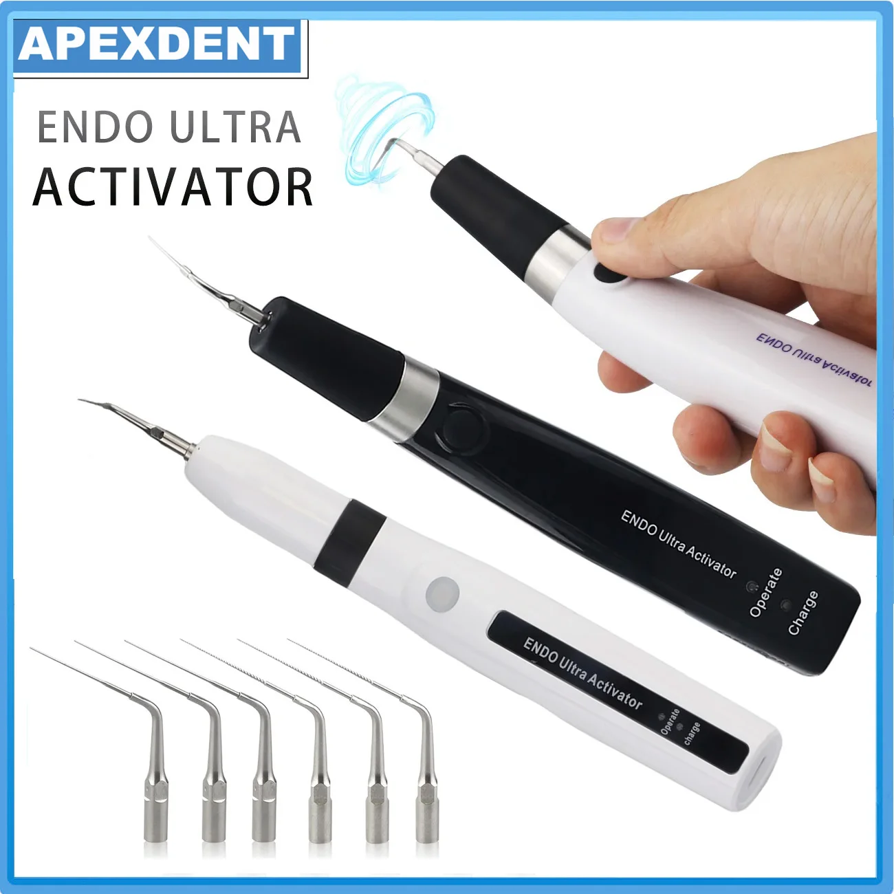 Фото Беспроводной эндодонтический ирригатор Dental Endo Ultra Activator с 6 бесплатными насадками, стоматологический инструмент для корневых каналов №1