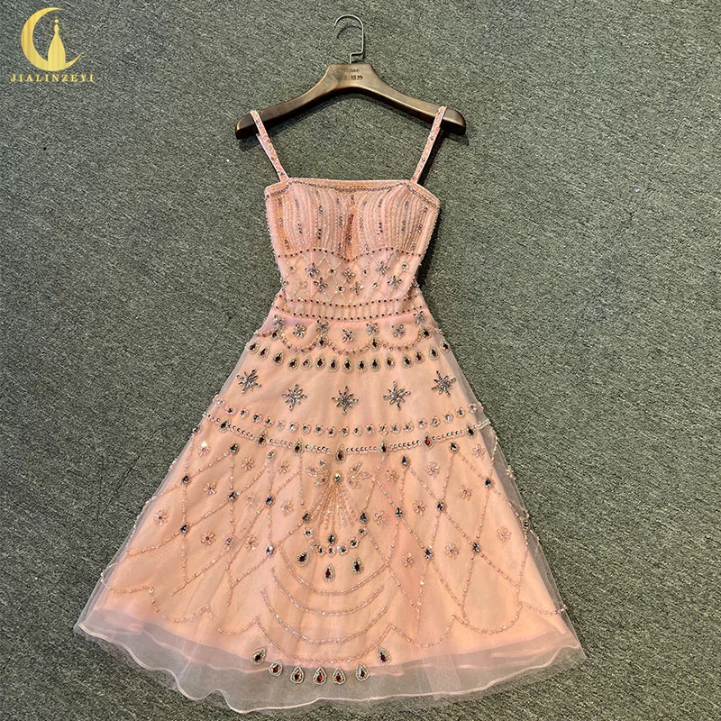 

Женское Платье До Колена, розовое платье с кристаллами, вечернее платье для торжественных случаев, 3163