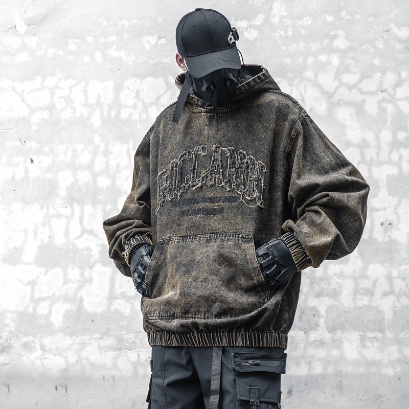 Дизайнерская винтажная стирающаяся толстовка с капюшоном Мужская модная