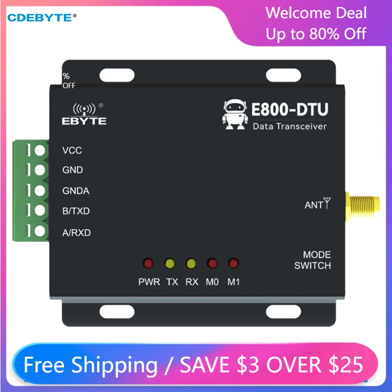 

EBYTE 433MHz Industrial Wireless Digital Radio RS485 30dBm E800-DTU(433L30-485)-V8 Low Power Long Distance 5KM SMA-K LoRa