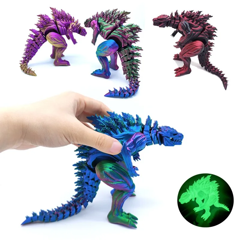 Фото 3D печатная фигурка динозавра с мышцами, мини-игрушки, фигурка монстра, совместная модель, подвижное вращающееся украшение для рабочего стола, подарок для детей №1