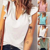 summer t shirt trendy lightweight v neck elegant solid color casual lady t shirt for daily life women shirt casual t shirt