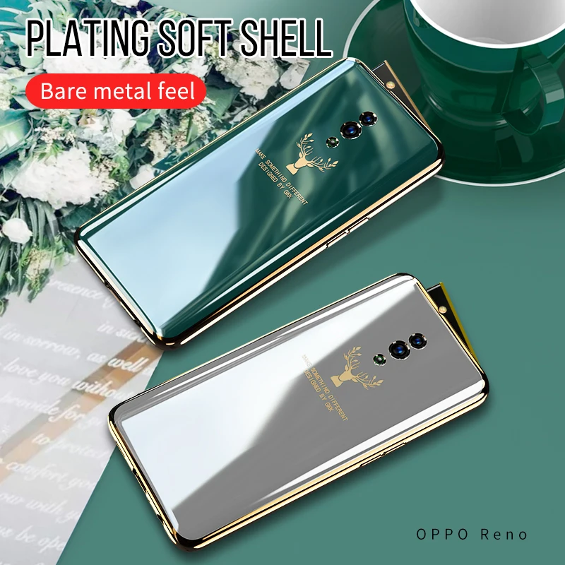 

GKK Luxury Plating Case For OPPO Reno 2 2Z Z 10X Zoom 3 Elk Pattern Soft Protective Cover For Oppo Reno 2 Z realme X2 Pro Case