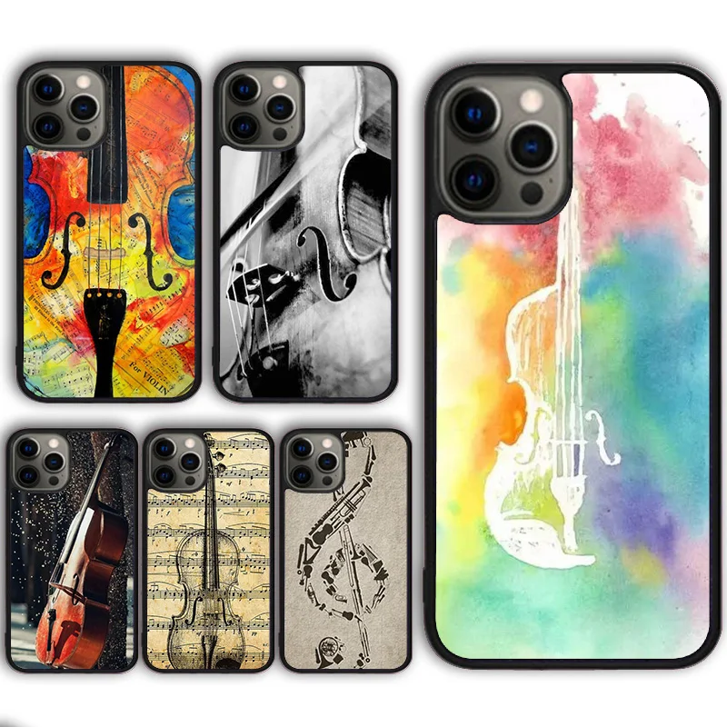 Классический чехол для телефона с музыкальными нотами и скрипкой iPhone 15 SE2020 13 14 11 12