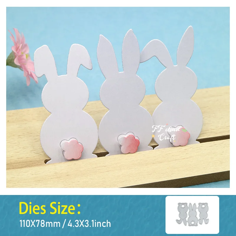 

3 Cute Bunnies Metal Cutting Dies for DIY Scrapbooking Stencil Template Rabbit Album Paper Card Cut Die Craft Knife Mould New