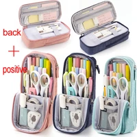 angoo pencil case pen bag fold two layers big capacity pencil pouch pen organizer durable stationery holder mobile phone holder