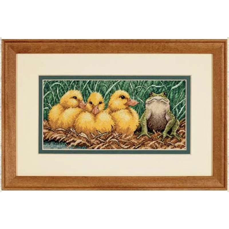 Amishop Gold Collection Lovely Counted Cross Stitch Kit Petite Ugly Duckling Little Ducks And Frog Dim 65094