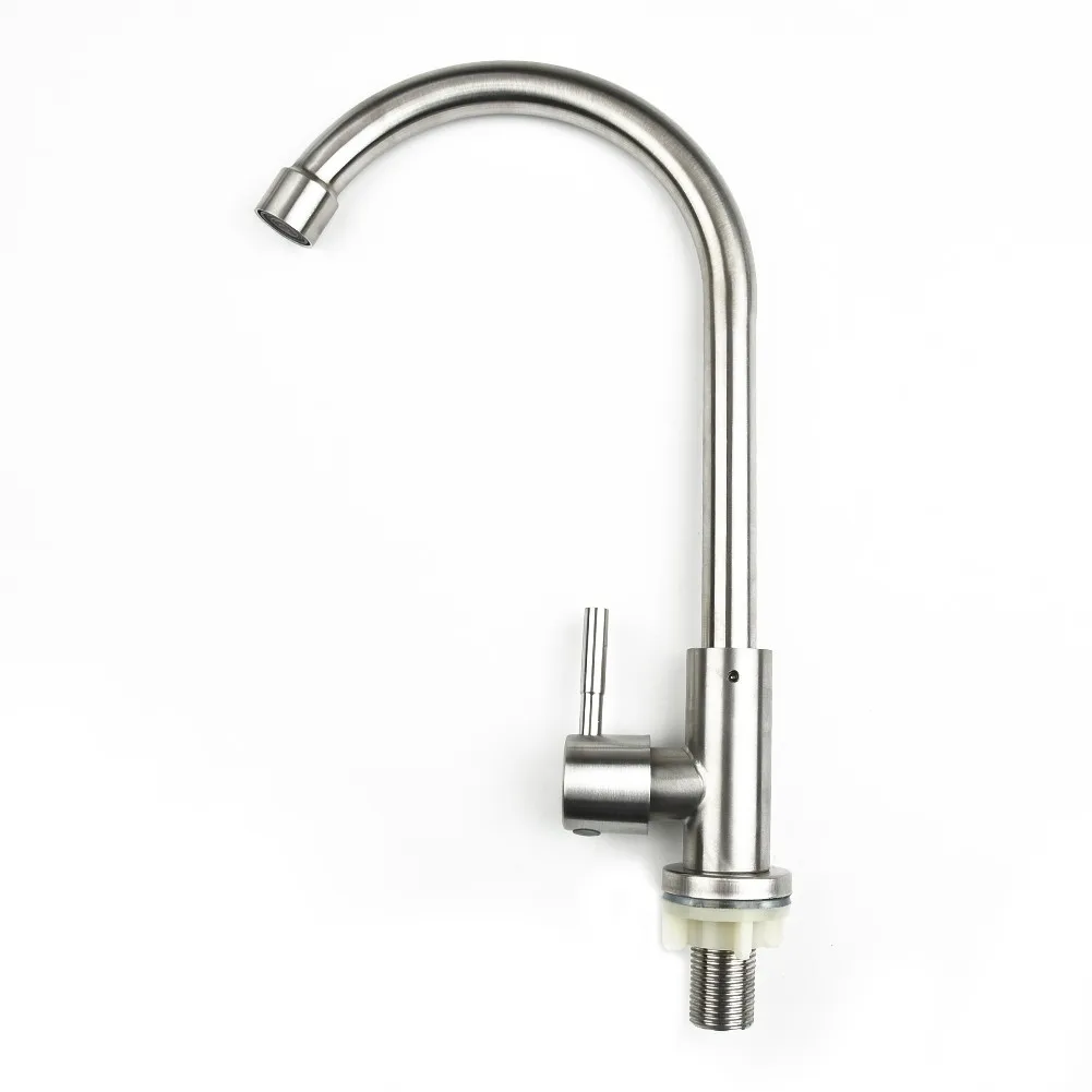 

1Pc Stainless Steel Kitchen Faucet 360 Degree Swivel Spout Single Cold Water Sink Taps Kitchen Tool Accessories Twin Drainer