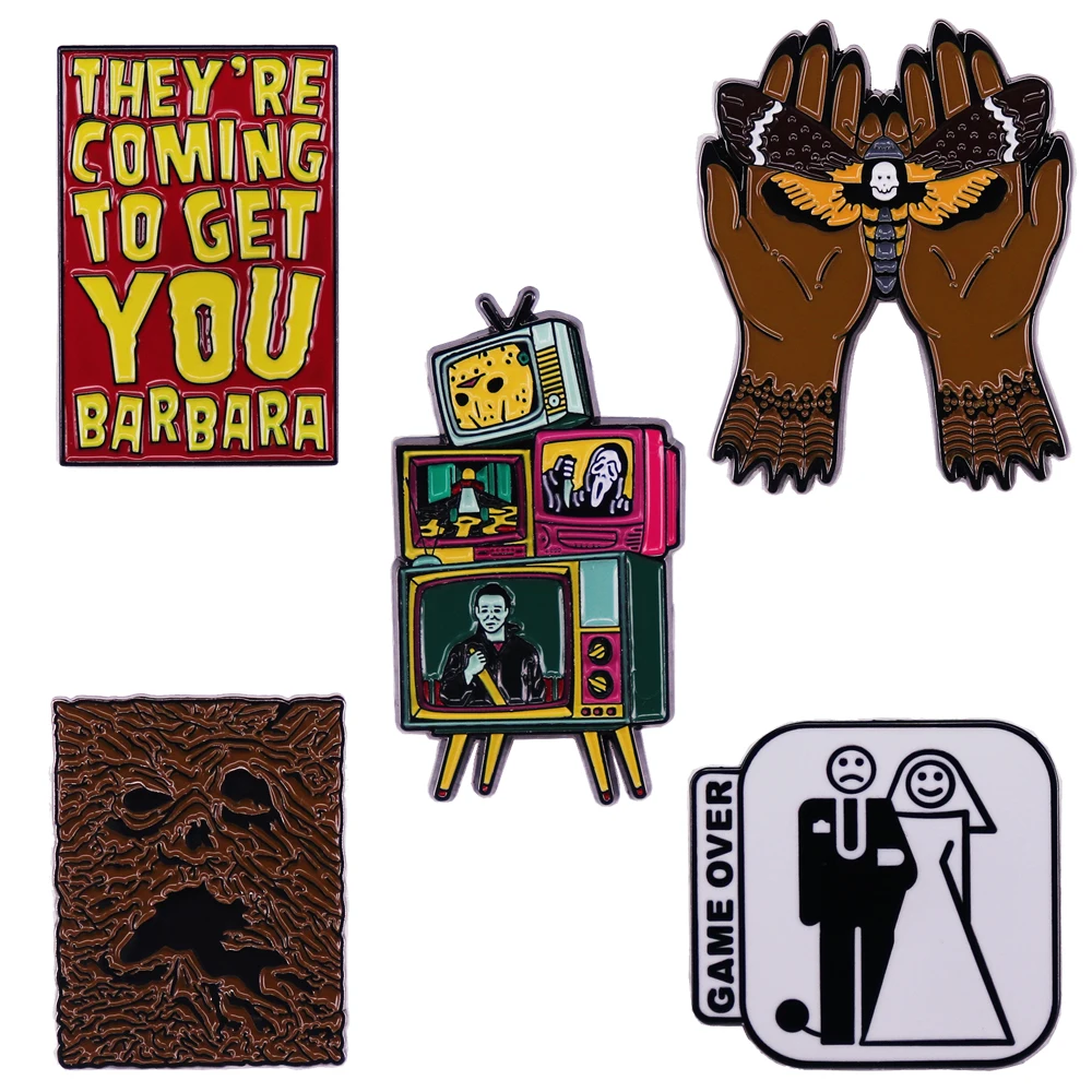 

Horror Movie Brooches Backpack Badge Manga Japanese Lapel Pins for Backpacks Anime Accessories Briefcase Badges With Anime Pin