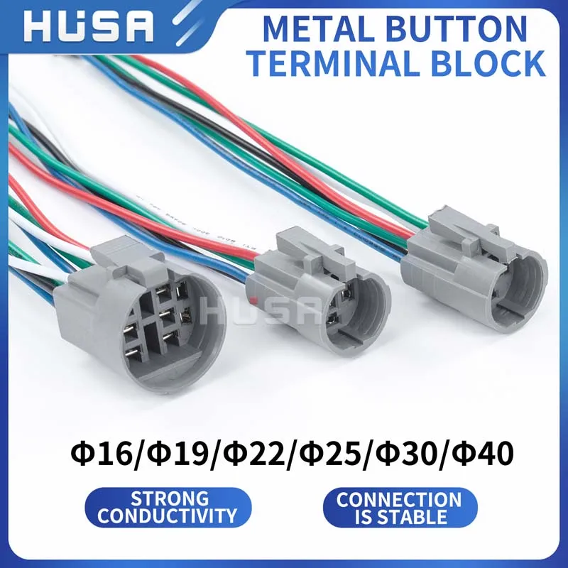 

12mm 16mm 19mm 22mm 25mm cable socket for metal push button switch wiring 2-6 wires stable lamp light button spring wire