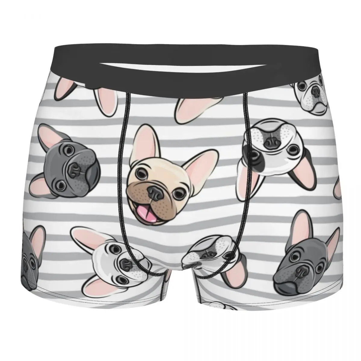 

Нижнее белье мужское в серую полоску с французскими бульдогами