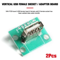 2pcs usb 2 0 female socket with pcb board 180 degree vertical type adapter board vertical usb female adapter board