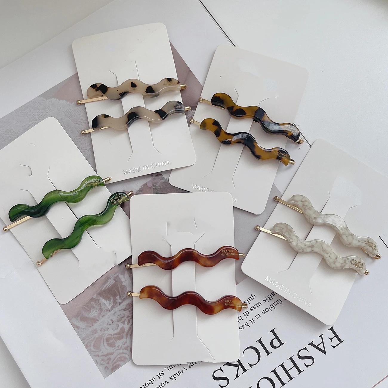 

Заколка для волос в Корейском стиле, Винтажная заколка с леопардовой волной и цветами, с бахромой, из целлюлозы, ацетата, с боковым утенком, Д...