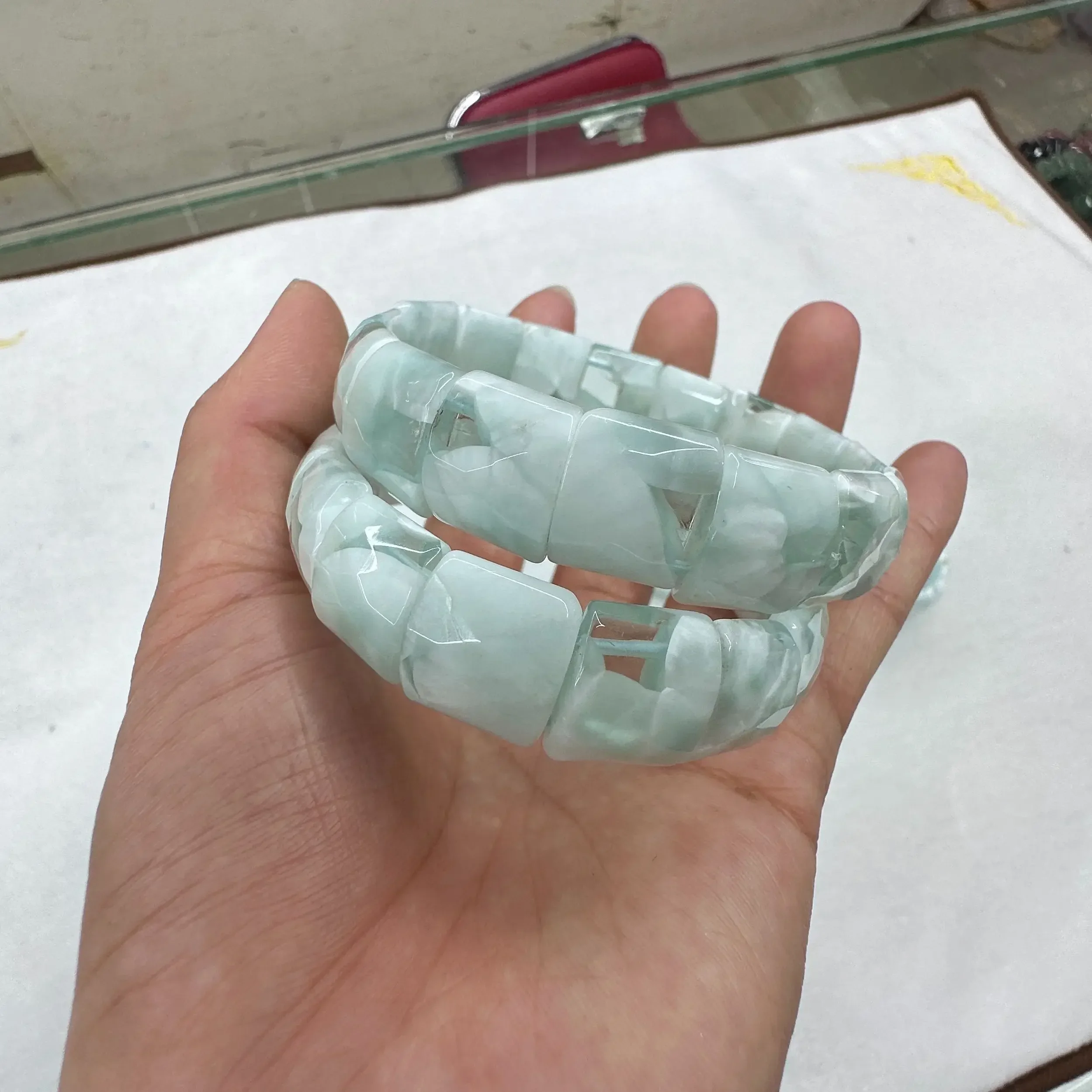 Натуральные Зеленые Бусины из ангелита эластичный браслет Подарочные Подвески