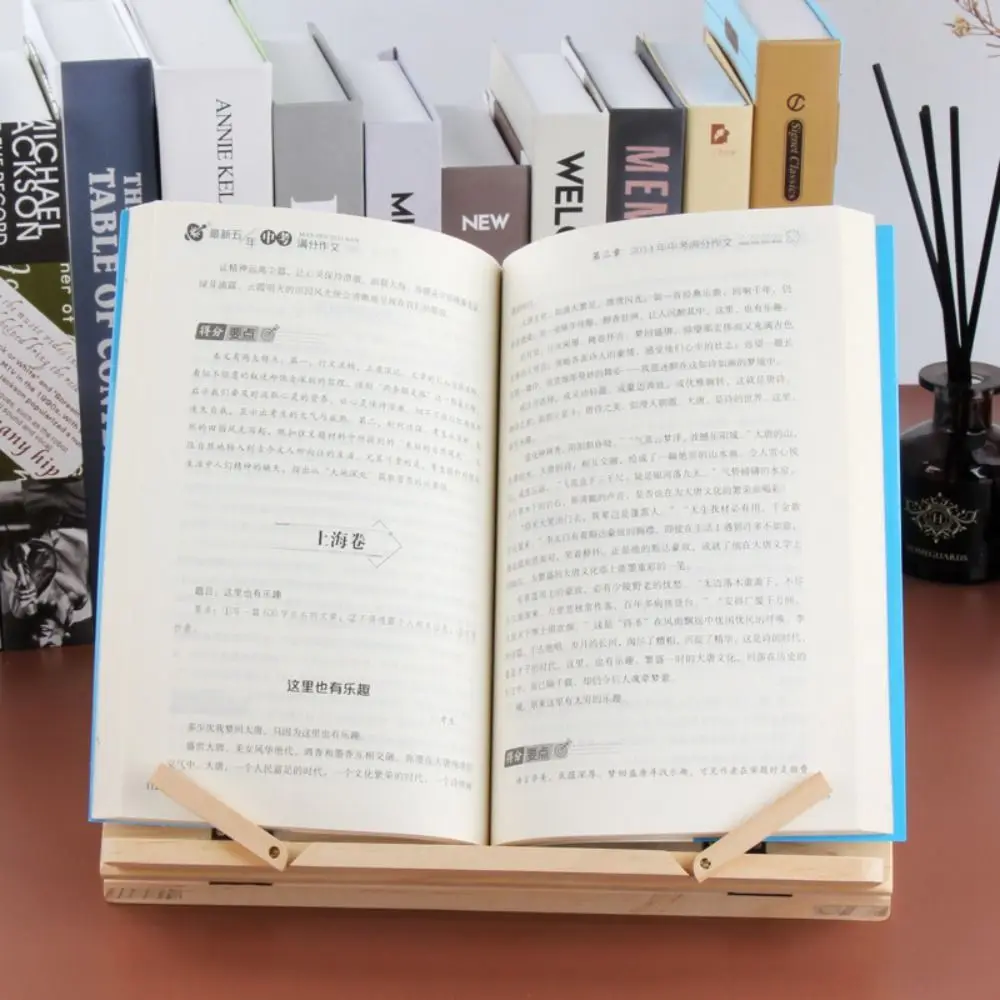 Фото Подставка для книг, регулируемая деревянная подставка для книг, прочная, практичная, складная подставка для книг, портативный держатель для кулинарных книг, для дома и спальни. №4