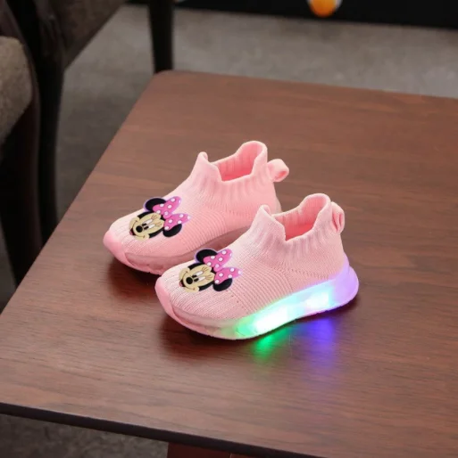 Туфли детские с мягкой подошвой Микки и Минни дышащие спортивные Нескользящие