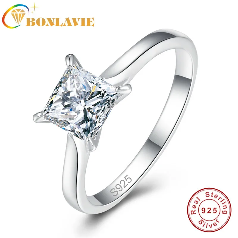 

Женское ювелирное изделие из стерлингового серебра S925, простые квадратные кольца из белого циркония 6*6 мм, подарок на день Святого Валентина