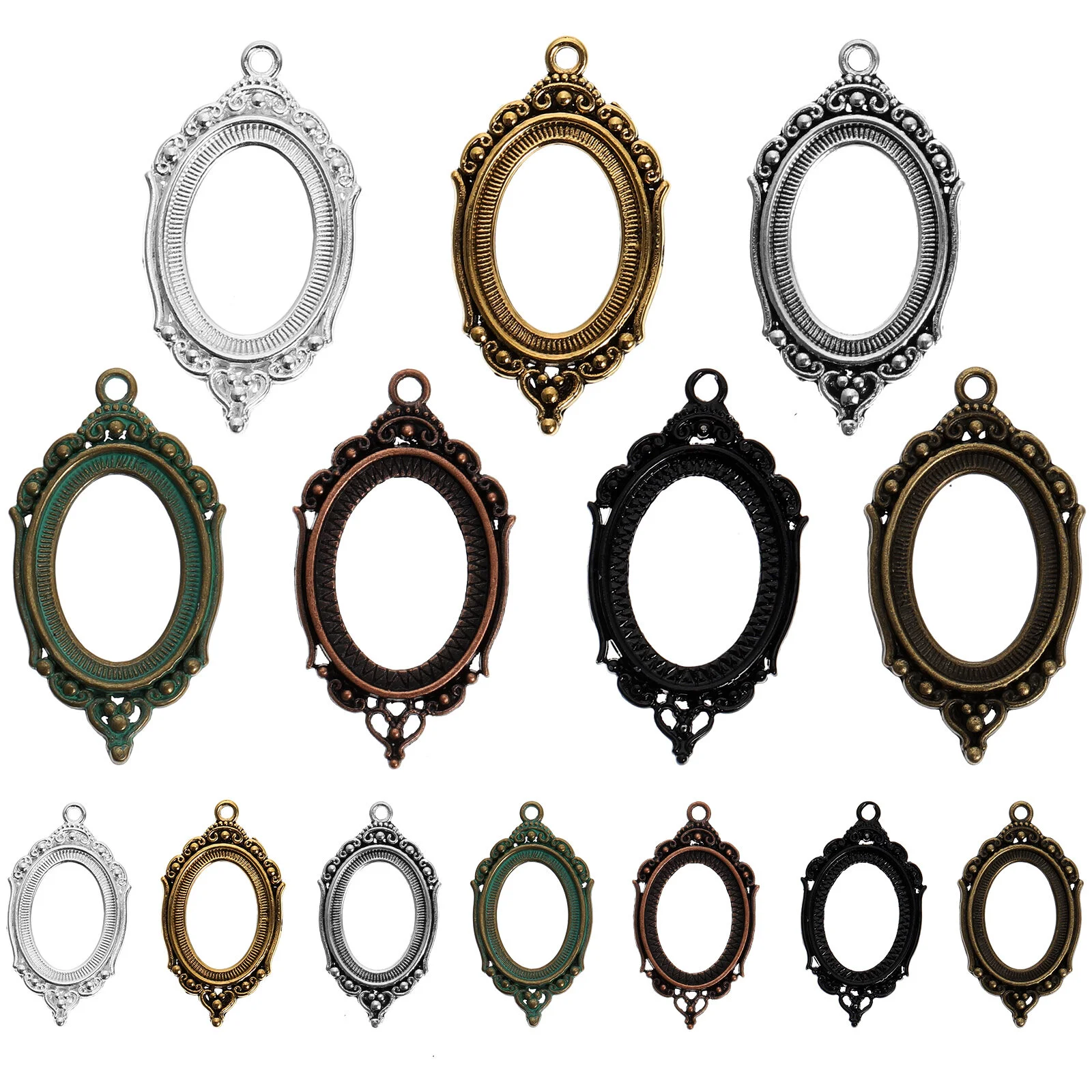 21 Pcs Time Bottom Holder DIY Crafts Making Material Resin Charms Jewelry Supplies Bezel Pendant Blank Alloy Ornament