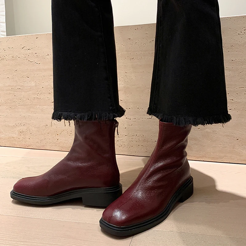 Женские эластичные ботильоны JOZHAMTA из натуральной кожи на толстом каблуке