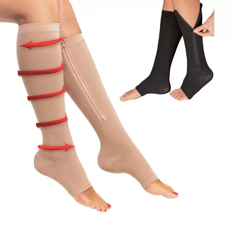 Fat Zipper Compression Socks Women's Slim Sleeping Beauty Leg Prevent Varicose Veins Socks Medias De Mujer