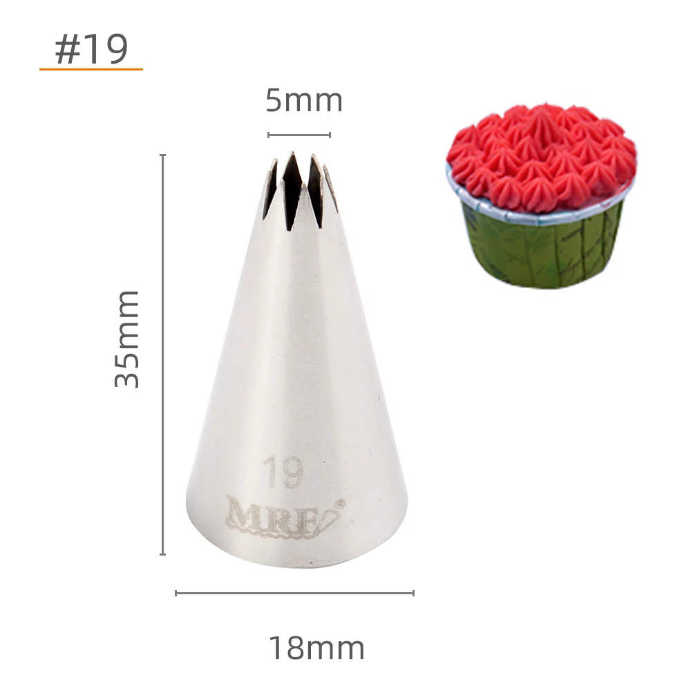 

(30pcs/Lot) Free Shipping MRF Stainless Steel 18/8 Cake Decorating Small 5MM Top Open Star Piping Nozzle #19