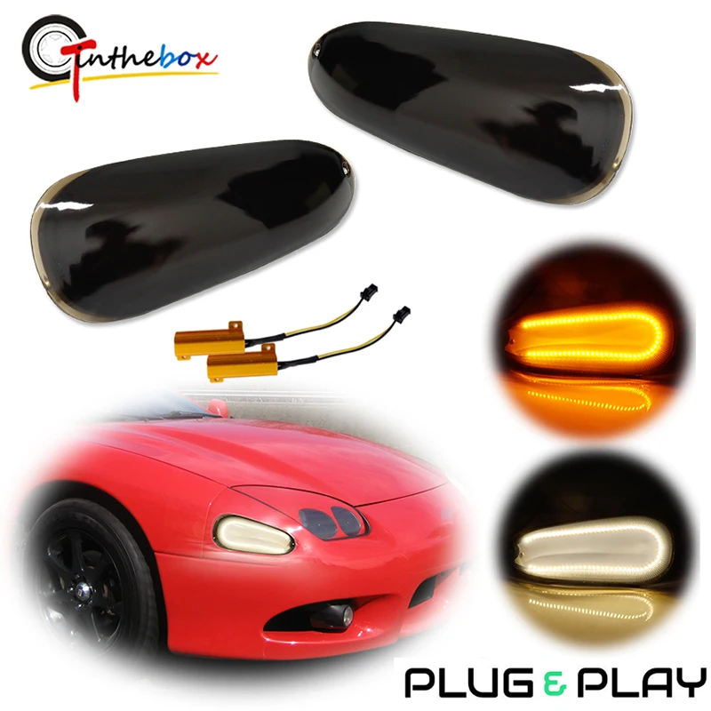 

Двухцветные желтые светодиодные Автомобильные фары для переднего бампера и указателей поворота gtinakui с белыми дневными ходовыми огнями для Mitsubishi 3000GT 1994-1998