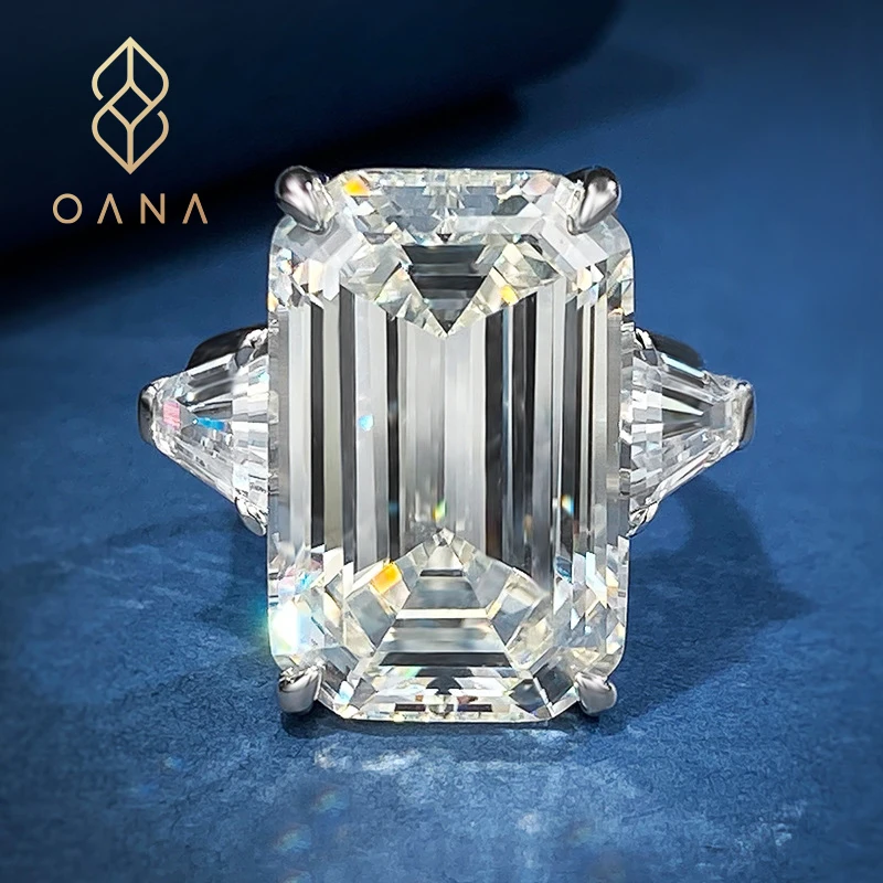 

OANA 925 Silver 30ct High Carbon Diamond Square White G Color Ladies Ring Luxury Jewelry Free Shipping